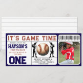 Eerste jaar Down Baseball Ticket 1e verjaardag Kaart (Voorkant / Achterkant)