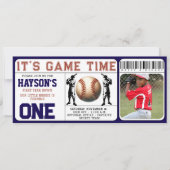 Eerste jaar Down Baseball Ticket 1e verjaardag Kaart (Voorkant)