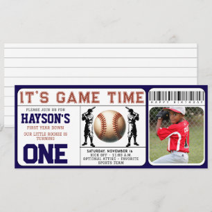 Eerste jaar Down Baseball Ticket 1e verjaardag Kaart