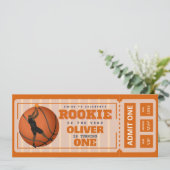 Eerste jaar down basketbal ticket verjaardag kaart (Staand voorkant)