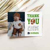 Eerste jaar Down Football 1e Verjaardag Foto Bedankkaart