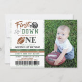 Eerste jaar Down Football 1e Verjaardag Foto Kaart (Voorkant)