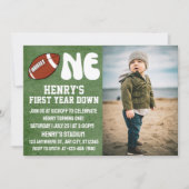 Eerste jaar Down Football 1e Verjaardag Foto Kaart (Voorkant)