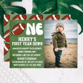 Eerste jaar Down Football 1e Verjaardag Foto Kaart