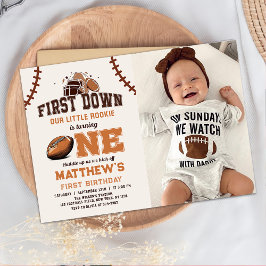 Eerste jaar Down Football 1e Verjaardag Foto Kaart