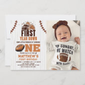 Eerste jaar Down Football 1e Verjaardag Foto Kaart (Voorkant)