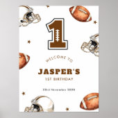 Eerste jaar Down Football 1e verjaardag Welkom Poster (Voorkant)