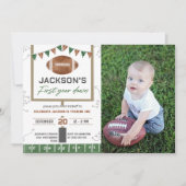 Eerste jaar Down Football 1e Verjaardagsfeestfoto Kaart (Voorkant)