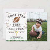 Eerste jaar Down Football 1e Verjaardagsfeestfoto Kaart (Voorkant)