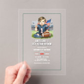 Eerste jaar Down Football 1e verjaardagsfeestje Acryl Uitnodigingen (Insitu (Draagbaar))