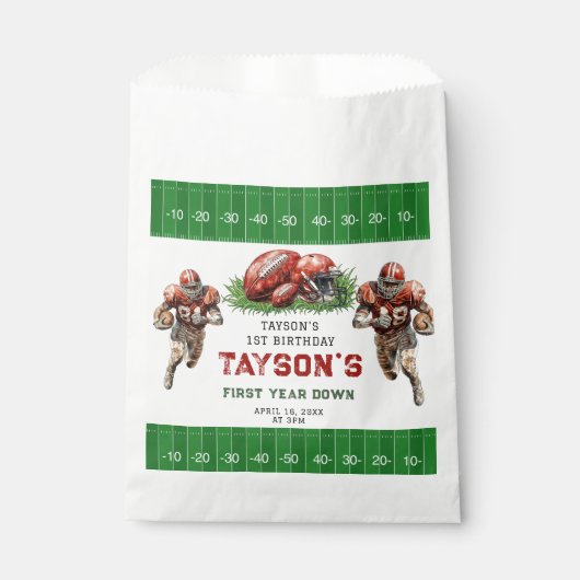 Eerste jaar Down Football 1e verjaardagsfeestje Bedankzakje (Voorkant)