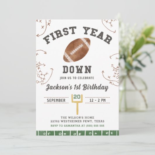 Eerste jaar Down Football 1e verjaardagsfeestje Kaart (Staand voorkant)