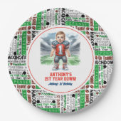 Eerste jaar Down Football 1e verjaardagsfeestje Papieren Bordje (Voorkant)