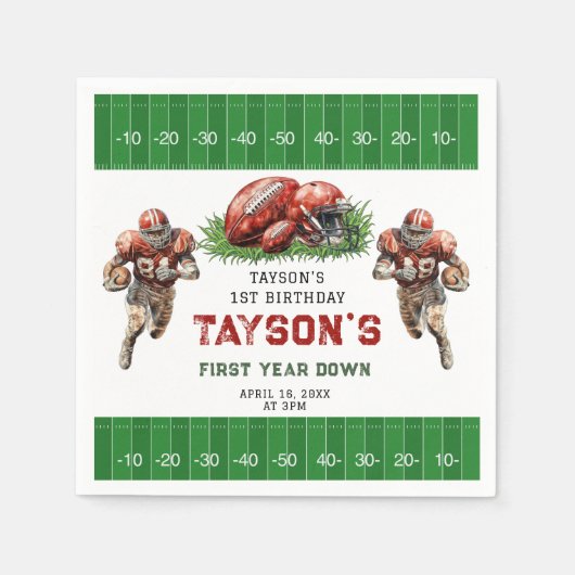 Eerste jaar Down Football 1e verjaardagsfeestje Servet (Voorkant)