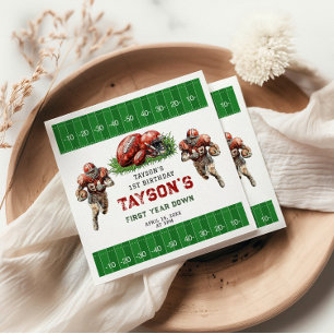 Eerste jaar Down Football 1e verjaardagsfeestje Servet