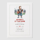 Eerste jaar Down Football 1e verjaardagsfeestje Vellum Uitnodigingen (Voorkant)