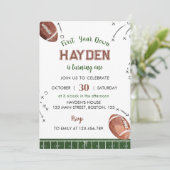 Eerste jaar Down Football 1e verjaardagsuitnodigin Kaart (Staand voorkant)