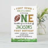 Eerste jaar Down Football 1e verjaardagsuitnodigin Kaart (Staand voorkant)