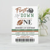 Eerste jaar Down Football 1e verjaardagsuitnodigin Kaart (Staand voorkant)