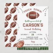 Eerste jaar Down Football Boy Verjaardagsuitnodigi Kaart (Voorkant / Achterkant)