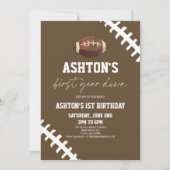 Eerste jaar Down Football Brown 1e verjaardag Kaart (Voorkant)