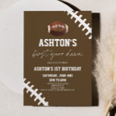 Eerste jaar Down Football Brown 1e verjaardag Kaart