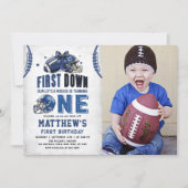Eerste jaar Down Football Eerste Verjaardag Foto Kaart (Voorkant)