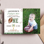 Eerste jaar Down Football Eerste Verjaardag Foto Kaart