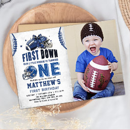 Eerste jaar Down Football Eerste Verjaardag Foto Kaart