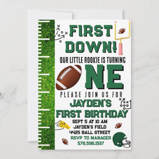 Eerste jaar Down football thema jongens verjaardag Kaart (Voorkant)