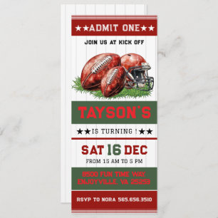 Eerste jaar Down Football Ticket 1e verjaardagsfee Kaart