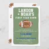 Eerste jaar Down Football, Twin 1e verjaardagsfees Kaart (Voorkant / Achterkant)