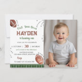 Eerste jaar Down Football Verjaardag Foto uitnodig Kaart (Voorkant)