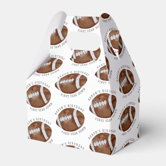 Eerste jaar Down Football verjaardagsfeestje Bedankdoosjes (Voorkant Zijde)