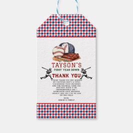 Eerste jaar down honkbal 1e verjaardag cadeaulabel