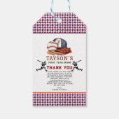 Eerste jaar down honkbal 1e verjaardag cadeaulabel (Achterkant)