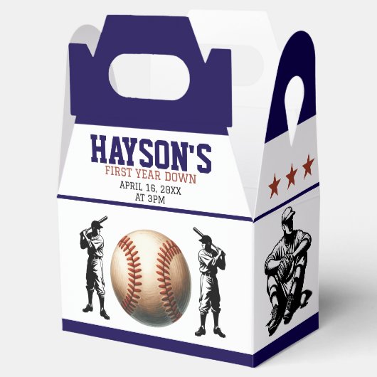 Eerste jaar down honkbal 1e verjaardagsfeest bedankdoosjes (Geopend)