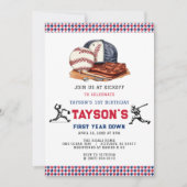 Eerste jaar down honkbal 1e verjaardagsfeest kaart (Voorkant)