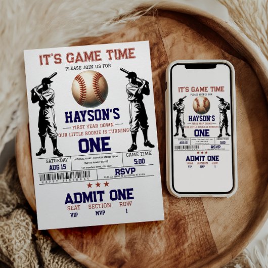 Eerste jaar down honkbal 1e verjaardagsfeest kaart