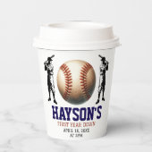 Eerste jaar down honkbal 1e verjaardagsfeest papieren bekers (Achterkant)