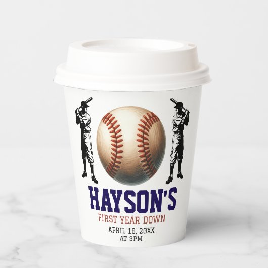 Eerste jaar down honkbal 1e verjaardagsfeest papieren bekers (Voorkant)