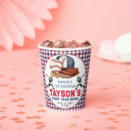 Eerste jaar down honkbal 1e verjaardagsfeest papieren bekers