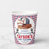 Eerste jaar down honkbal 1e verjaardagsfeest papieren bekers (Achterkant)