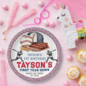 Eerste jaar down honkbal 1e verjaardagsfeest papieren bordje (Feest)