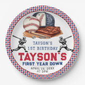 Eerste jaar down honkbal 1e verjaardagsfeest papieren bordje (Voorkant)