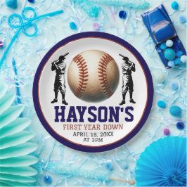 Eerste jaar down honkbal 1e verjaardagsfeest papieren bordje
