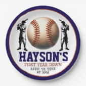Eerste jaar down honkbal 1e verjaardagsfeest papieren bordje (Voorkant)