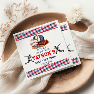 Eerste jaar down honkbal 1e verjaardagsfeest servet