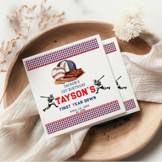 Eerste jaar down honkbal 1e verjaardagsfeest servet