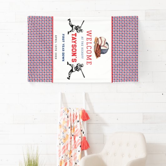 Eerste jaar down honkbal 1e verjaardagsfeest spandoek (Insitu)